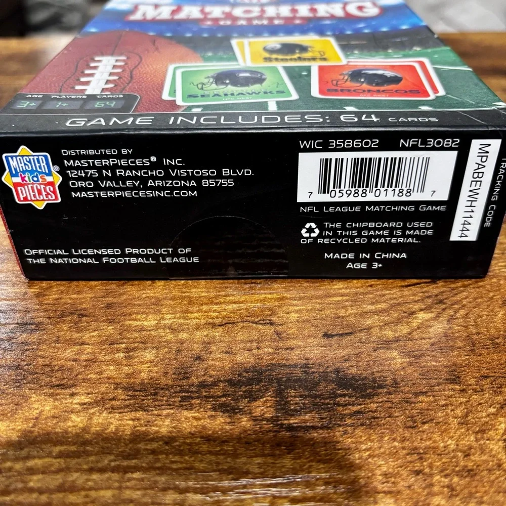 NFL Matching Cards Memory Game - New Condition